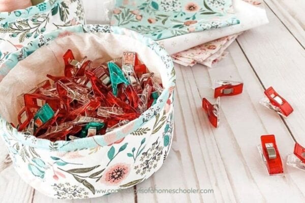 Finished DIY Fabric Notions Bowl, a completed DIY project