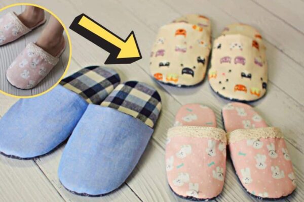 Finished 3 Sizes DIY Fabric Slippers Sewing, a completed DIY project