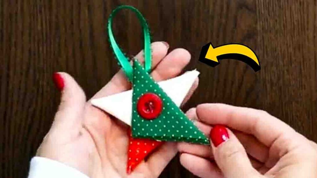 Finished DIY Folded Fabric Star Ornament, a completed DIY project