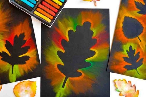Finished DIY Fall Leaf Chalk Art, a completed DIY project