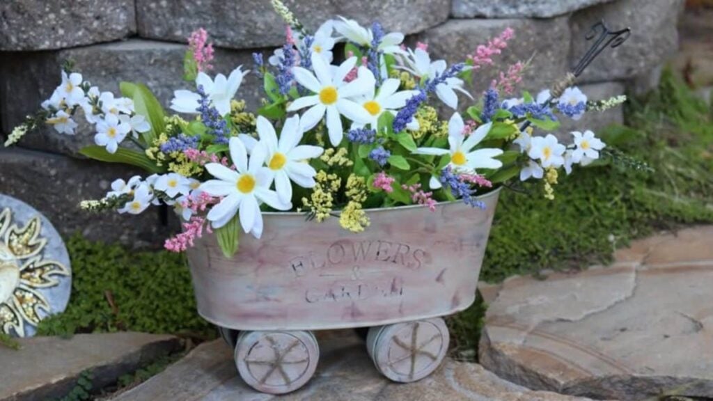 Finished DIY Farmhouse Wagon Decor from Dollar Tree, a completed DIY project