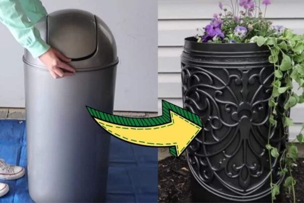 Finished DIY Faux High-End Planter Using Trash Bin, a completed DIY project