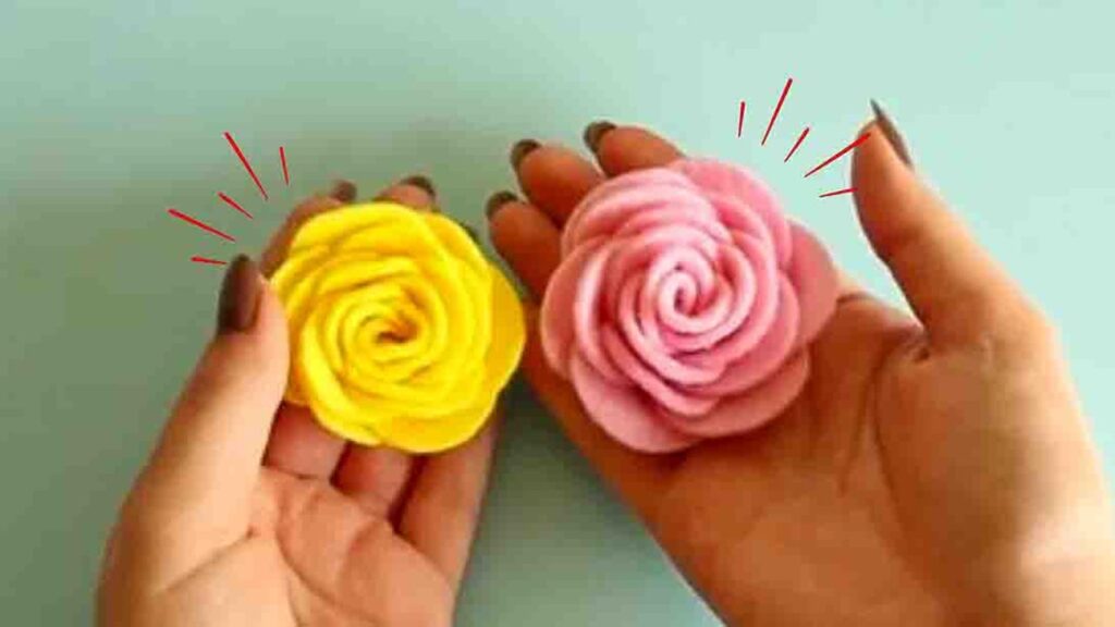 Finished DIY Felt Rose, a completed DIY project