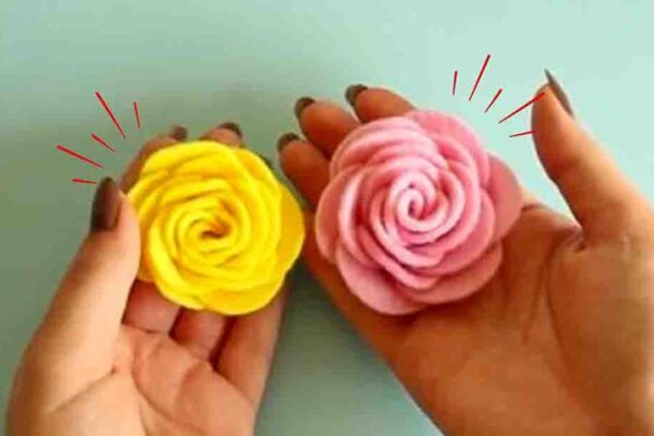 Finished DIY Felt Rose, a completed DIY project