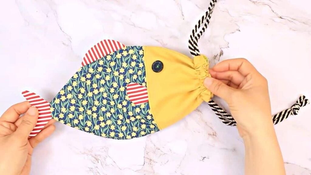 DIY Fish Drawstring Pouch, homemade and freshly served