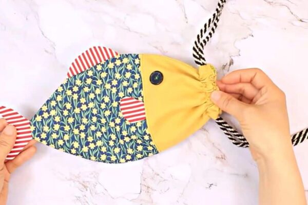 DIY Fish Drawstring Pouch, homemade and freshly served