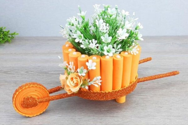 Finished DIY Flower Wheelbarrow Decor, a completed DIY project