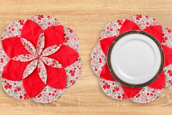 Finished DIY Folded Flower Placemat, a completed DIY project