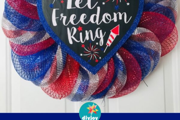 Finished DIY Fourth Of July Deco Mesh Wreath, a completed DIY project