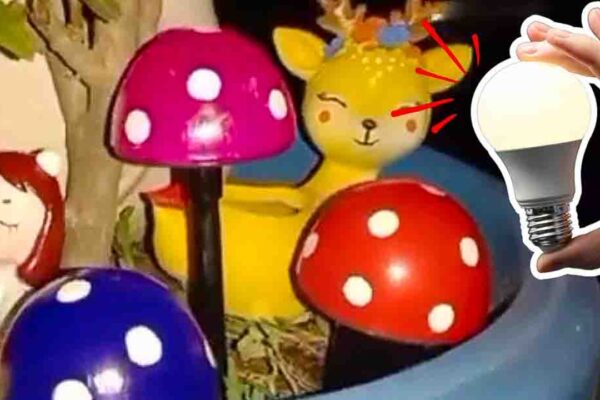 Finished DIY Garden Mushroom Using An Old LED Bulb, a completed DIY project