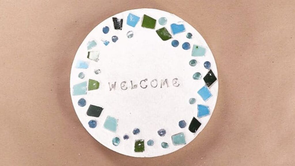 Finished DIY Garden Stepping Stones Using Baking Pans, a completed DIY project
