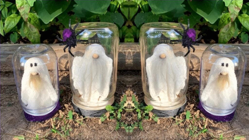 Finished DIY Ghost Gnome in a Jar, a completed DIY project