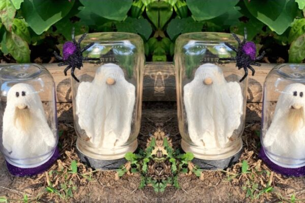 Finished DIY Ghost Gnome in a Jar, a completed DIY project