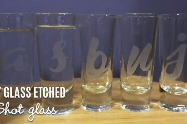 Finished DIY Glass Etched Shot Glasses, a completed DIY project