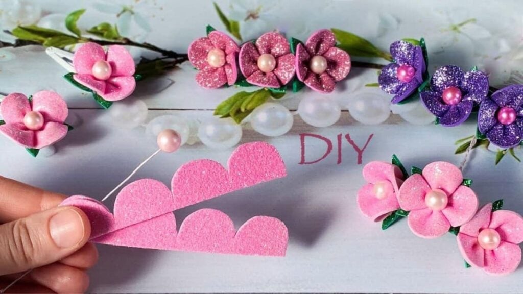 Finished DIY Glitter Foam Flower, a completed DIY project