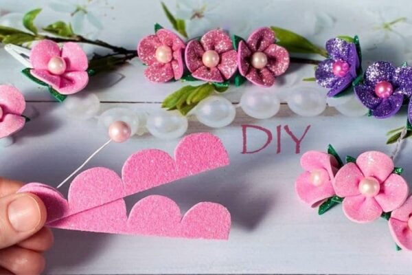 Finished DIY Glitter Foam Flower, a completed DIY project