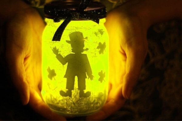 Finished DIY Glowing Leprechaun Mason Jar, a completed DIY project