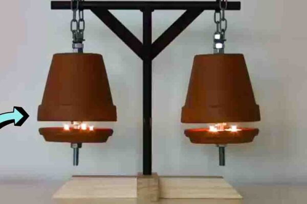 Finished DIY Hanging Flower Pot Heater for Winter, a completed DIY project