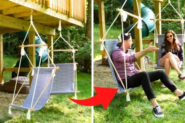 Finished DIY Hanging Outdoor Chairs, a completed DIY project