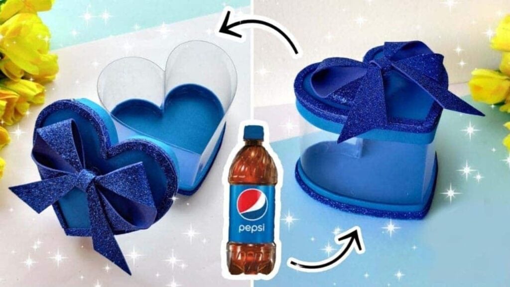 Finished DIY Heart Gift Box Using An Old Plastic Bottle, a completed DIY project