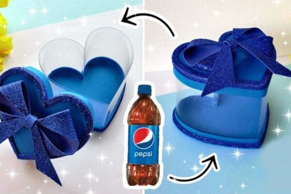 Finished DIY Heart Gift Box Using An Old Plastic Bottle, a completed DIY project