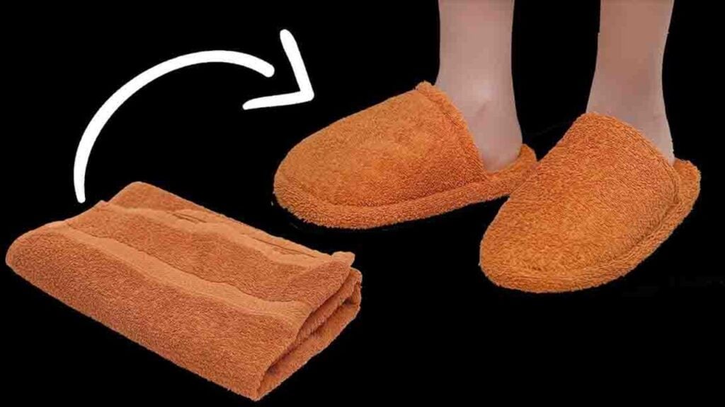 Finished DIY Home Slippers Using Old Towels, a completed DIY project