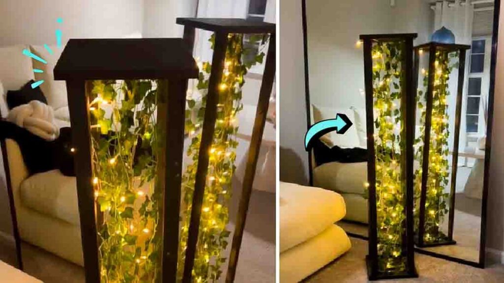 Finished DIY Ivy Lamp, a completed DIY project
