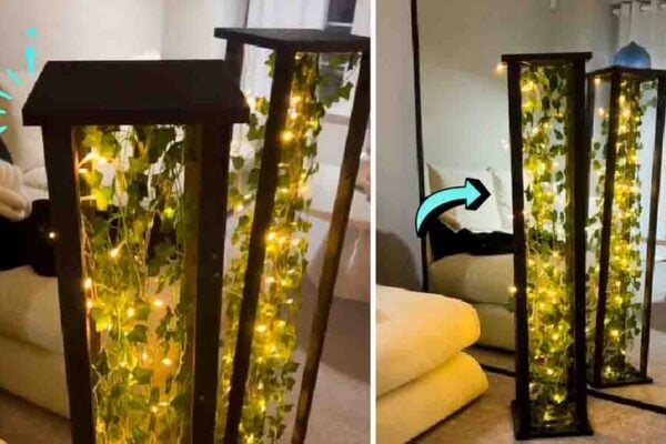 Finished DIY Ivy Lamp, a completed DIY project