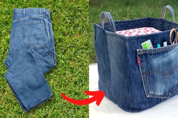 Finished DIY Large Denim Box, a completed DIY project