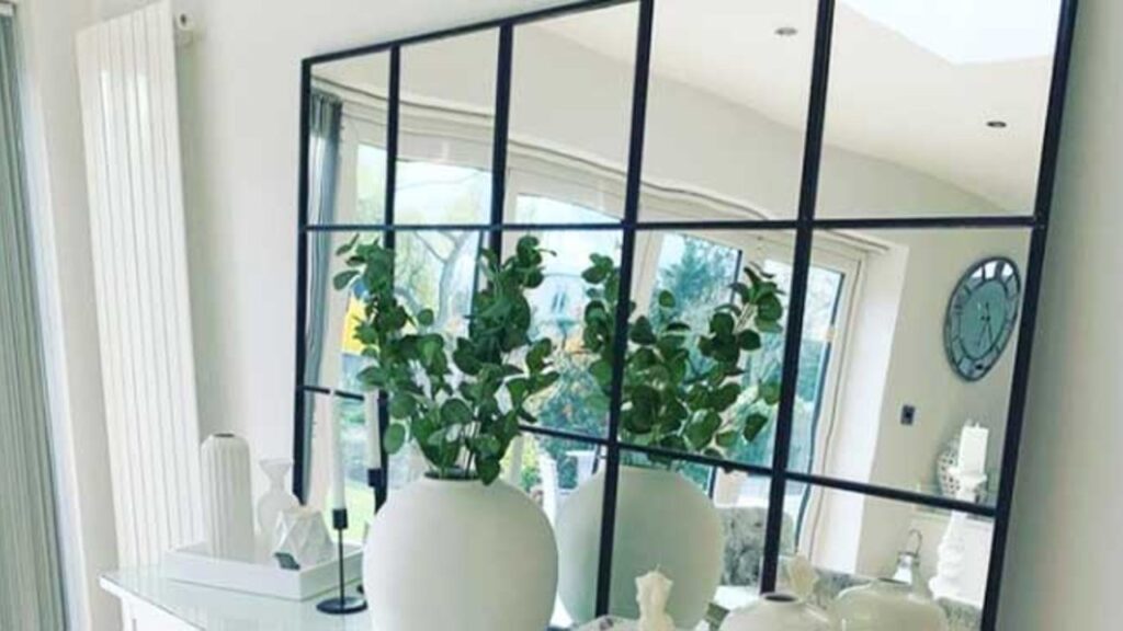 Finished DIY Large Grid Mirror, a completed DIY project