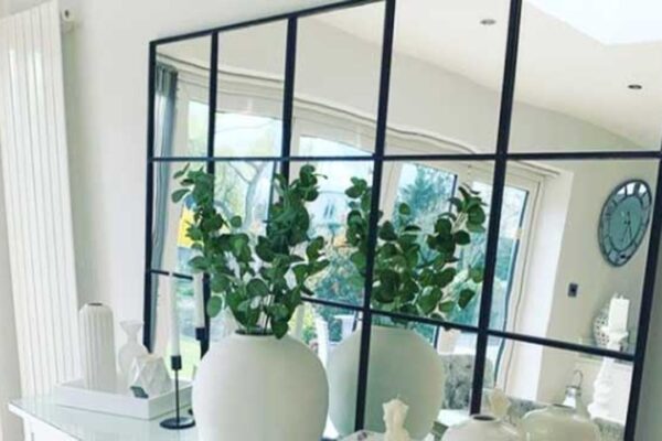 Finished DIY Large Grid Mirror, a completed DIY project