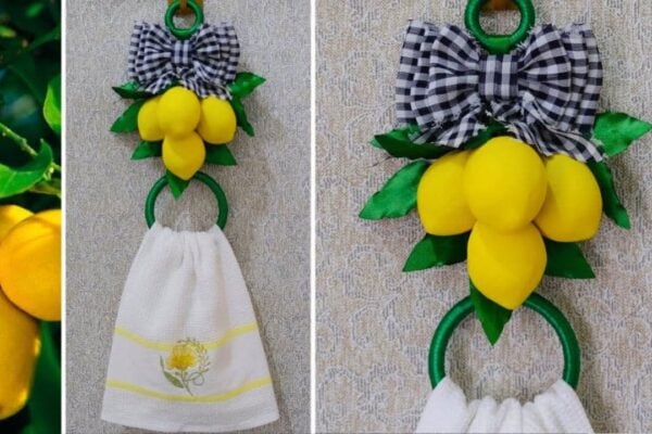 DIY Lemon Towel Hanger, homemade and freshly served