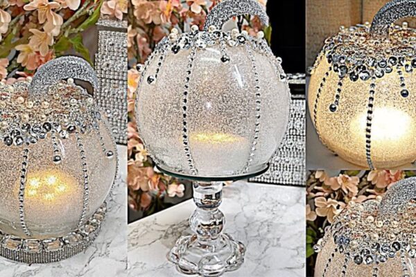 Finished DIY Lighted Mirror Pumpkin Decor, a completed DIY project