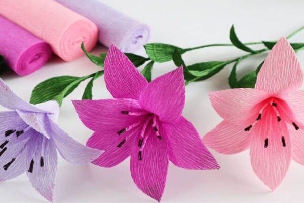 Finished DIY Lily Crepe Paper Flowers, a completed DIY project
