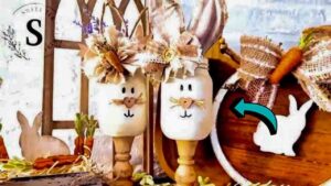 Finished DIY Mason Jar Bunnies, a completed DIY project