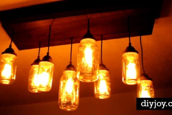 Finished DIY Rustic Mason Jar Chandelier, a completed DIY project