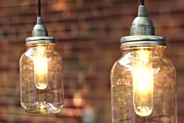 Finished DIY Mason Jar Lantern, a completed DIY project