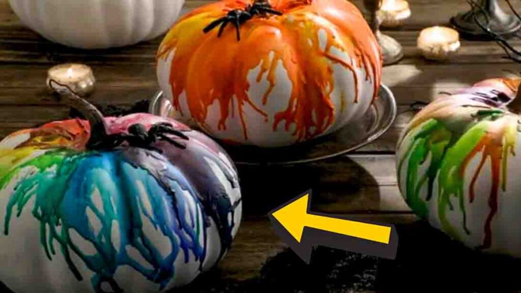 Finished DIY Melted Crayon Pumpkin, a completed DIY project