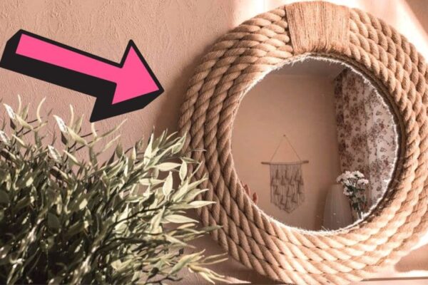 Finished DIY Nautical Rope Mirror, a completed DIY project
