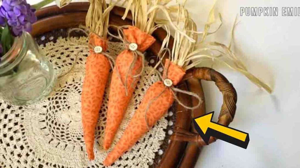 Finished DIY No-Sew Fabric Carrots, a completed DIY project