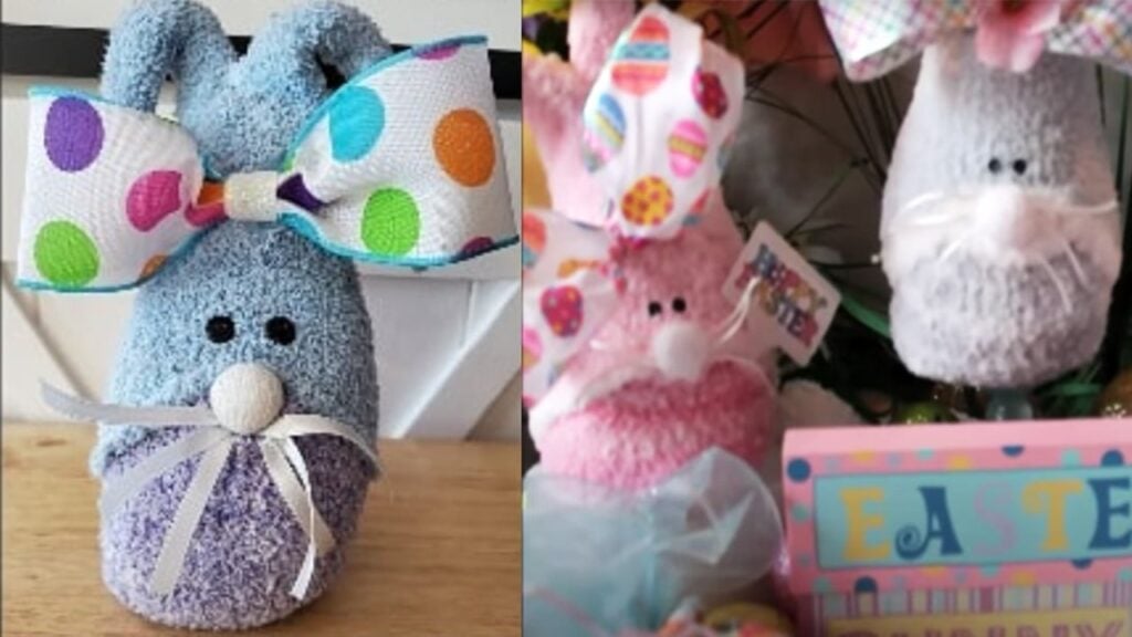 Finished No Sew Sock Bunny DIY Gnome, a completed DIY project
