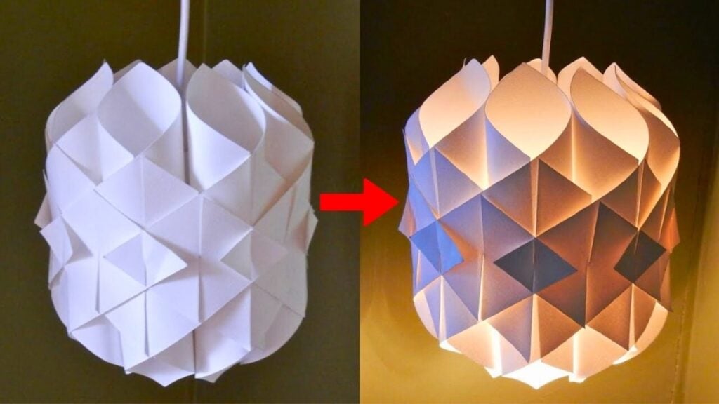 Finished DIY Paper Cathedral Light, a completed DIY project