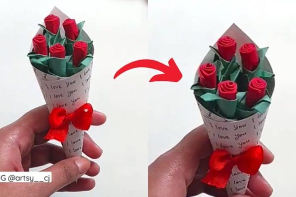 Finished DIY Paper Rose Bouquet, a completed DIY project