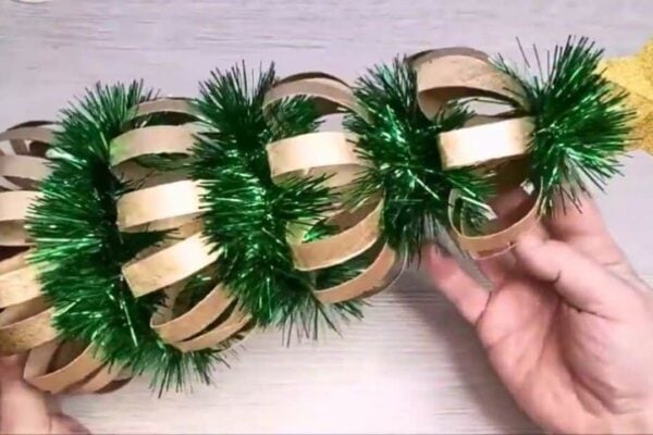 Finished DIY Paper Towel Roll Christmas Tree, a completed DIY project