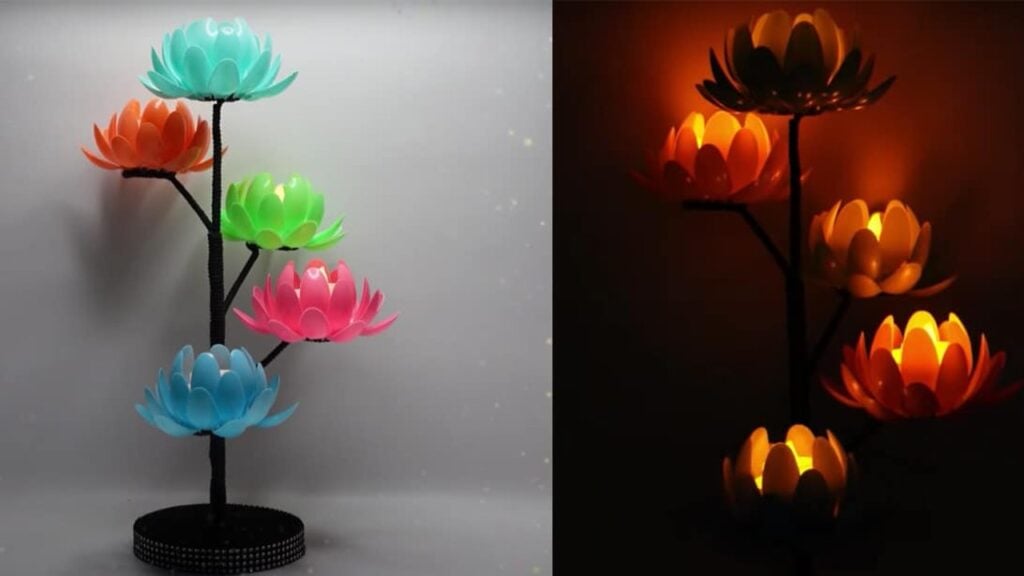 Finished DIY Candle Holder Made From Plastic Spoons, a completed DIY project