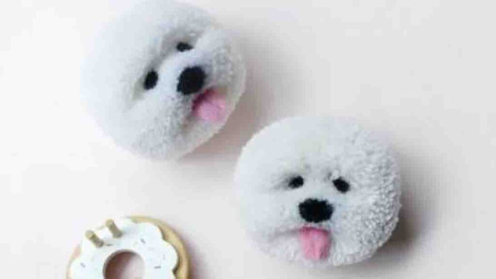 Finished DIY Pom Pom Dog, a completed DIY project