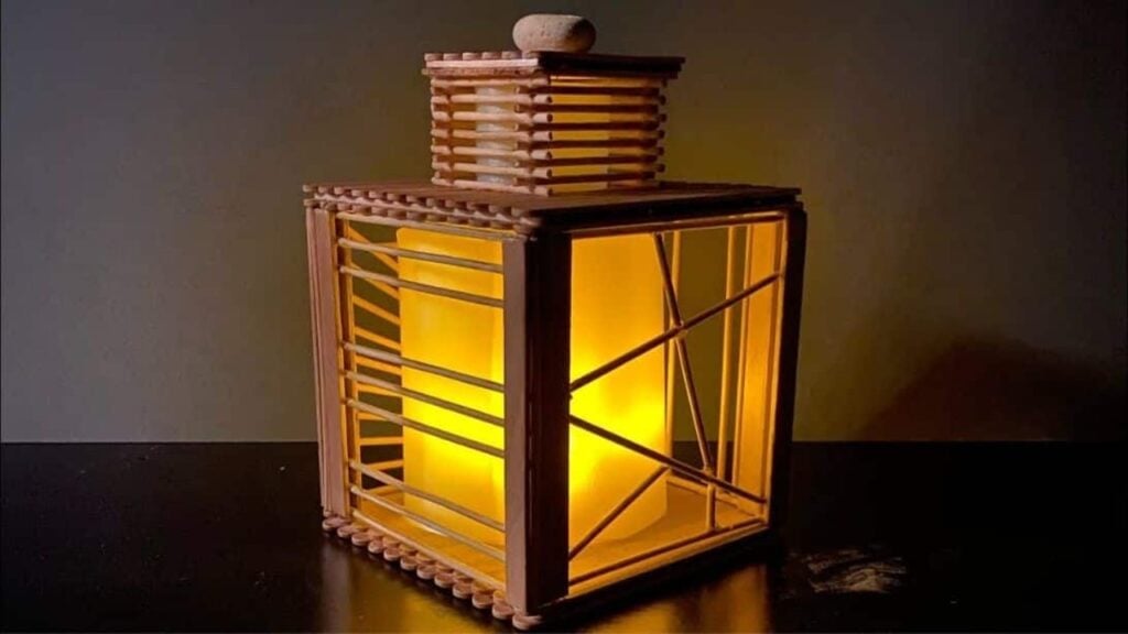 Finished DIY Popsicle Sticks Lantern, a completed DIY project