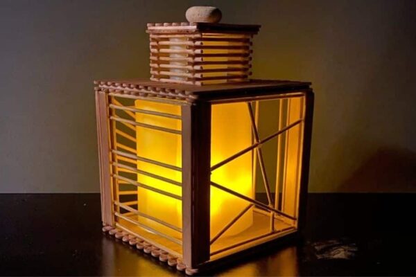 Finished DIY Popsicle Sticks Lantern, a completed DIY project