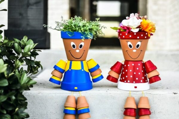 Finished DIY Pot People Garden Decor, a completed DIY project