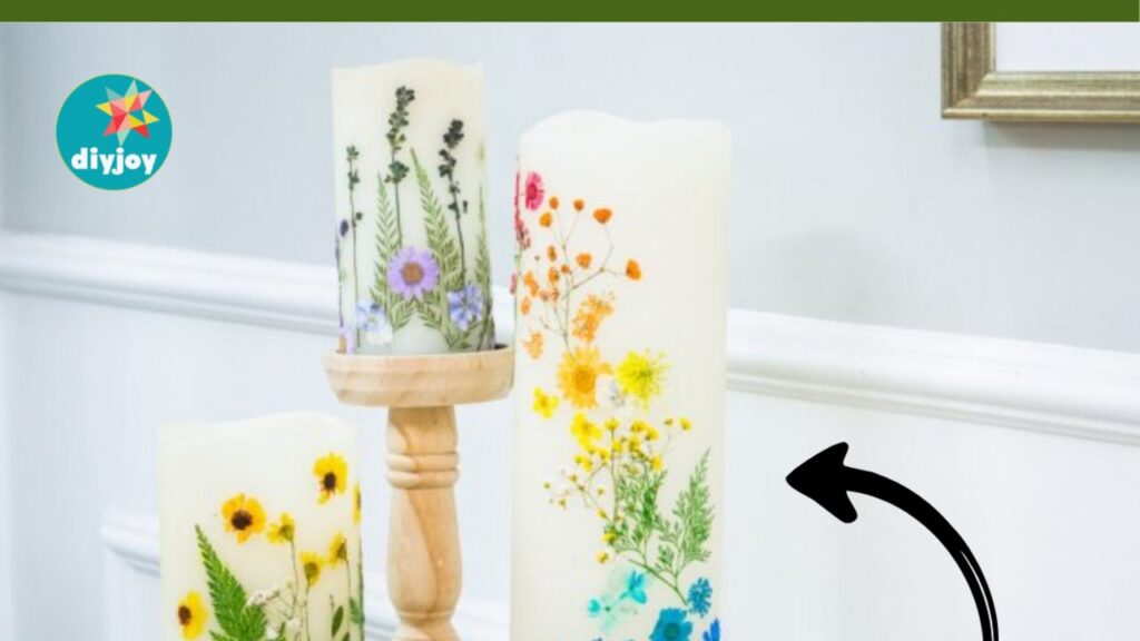 Finished DIY Pressed Flower Candles, a completed DIY project